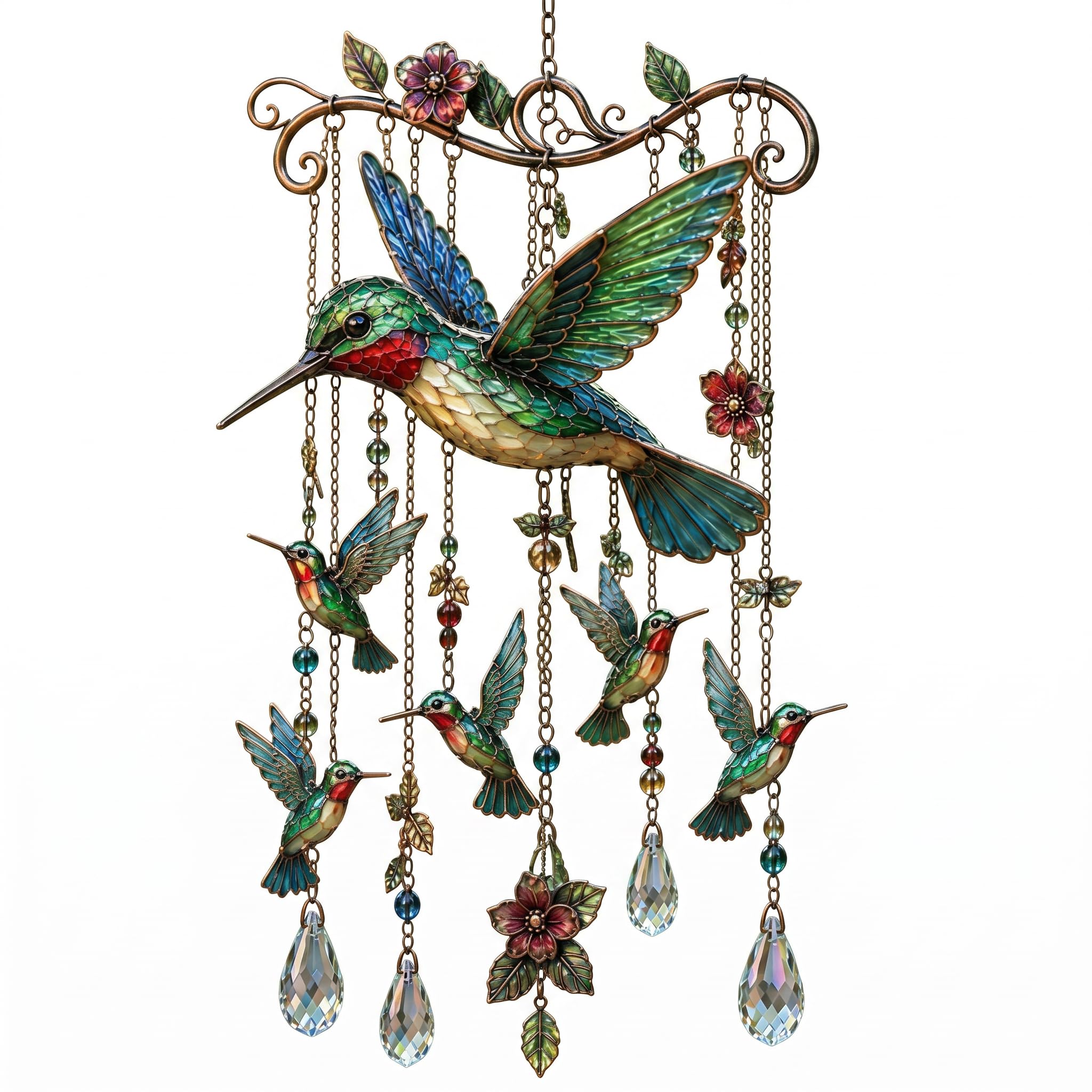 hummingbird wind chimes/hummingbird wind chime/glass wind chime/glass wind chimes decorative/crystal (Style A)