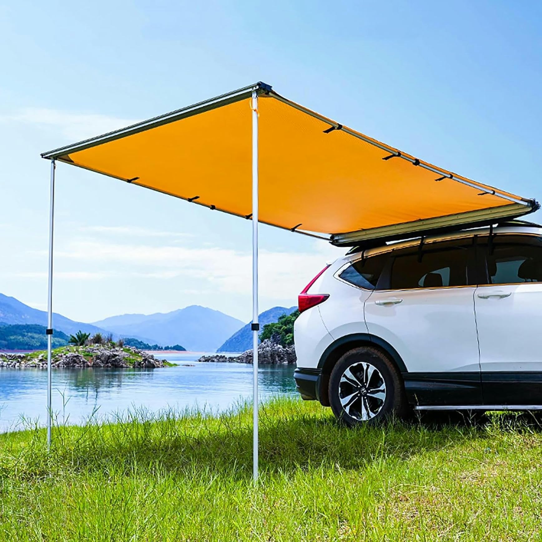 Tenda da Tetto Auto, Tenda Auto, Tendalino Resistente alle Intemperie con Telaio in Lega di Alluminio Aggiornato, Tendalino Retrattile