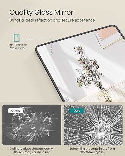 Miniatura 9 de SONGMICS Espejo de longitud completa, 63 x 20 pulgadas, espejo arqueado de cuerpo completo con soporte, espejo de suelo con marco de aleación de