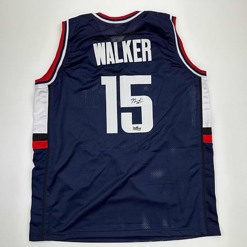 Facsimile Autographed Kemba Walker UConn Blue Reprint Laser Auto College Basketball Jersey Size Men'