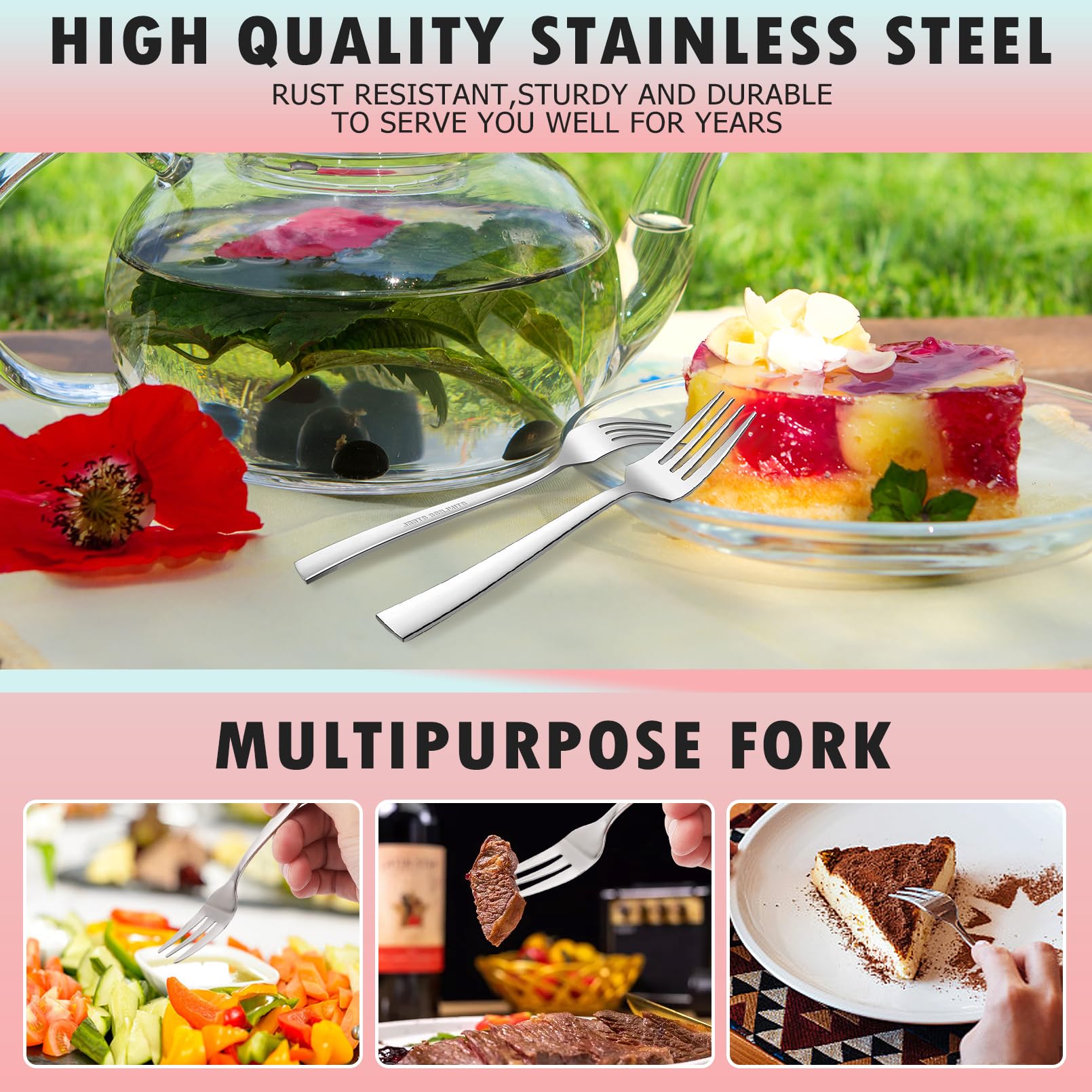 24-Piece Dessert Forks, 5.4 Inch Small, Stainless Steel — Amazon image 5