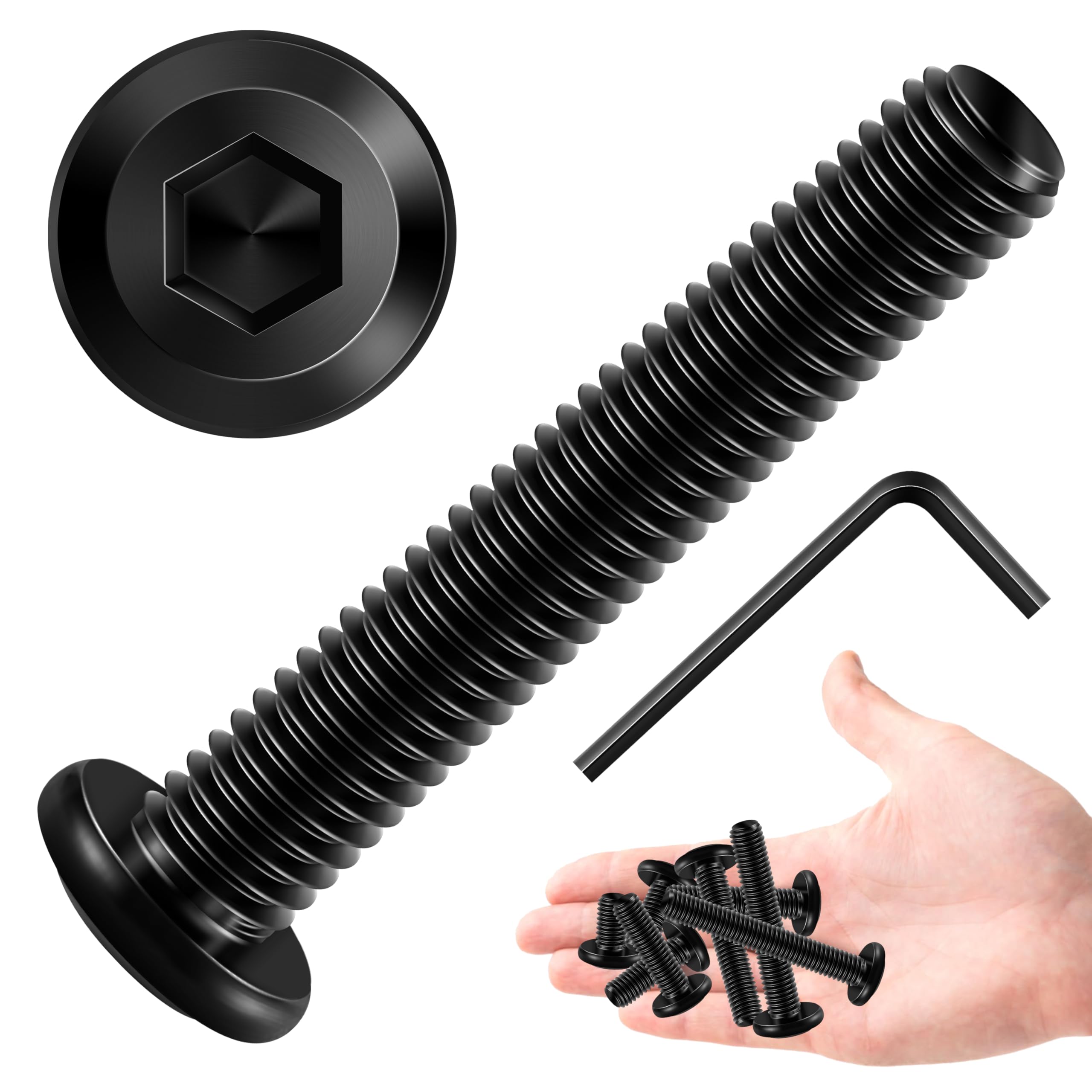 20Pcs M8 Bolt M8 x 50mm Screws Flat Head Socket Cap Screw Bolts, M8 Screws Assortment Kit, 304 Stainless Steel Bolts, Black Oxide M8x1.25 Bolt by