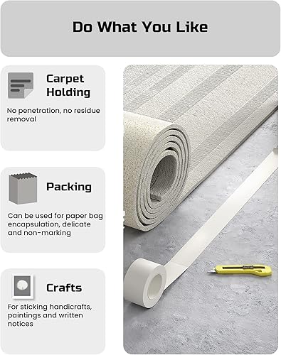 Miniatura 3 de Lichamp Paquete de 10 cintas adhesivas de doble cara para suelos de madera dura, 2 pulgadas de ancho por 11 yardas para alfombras de área,