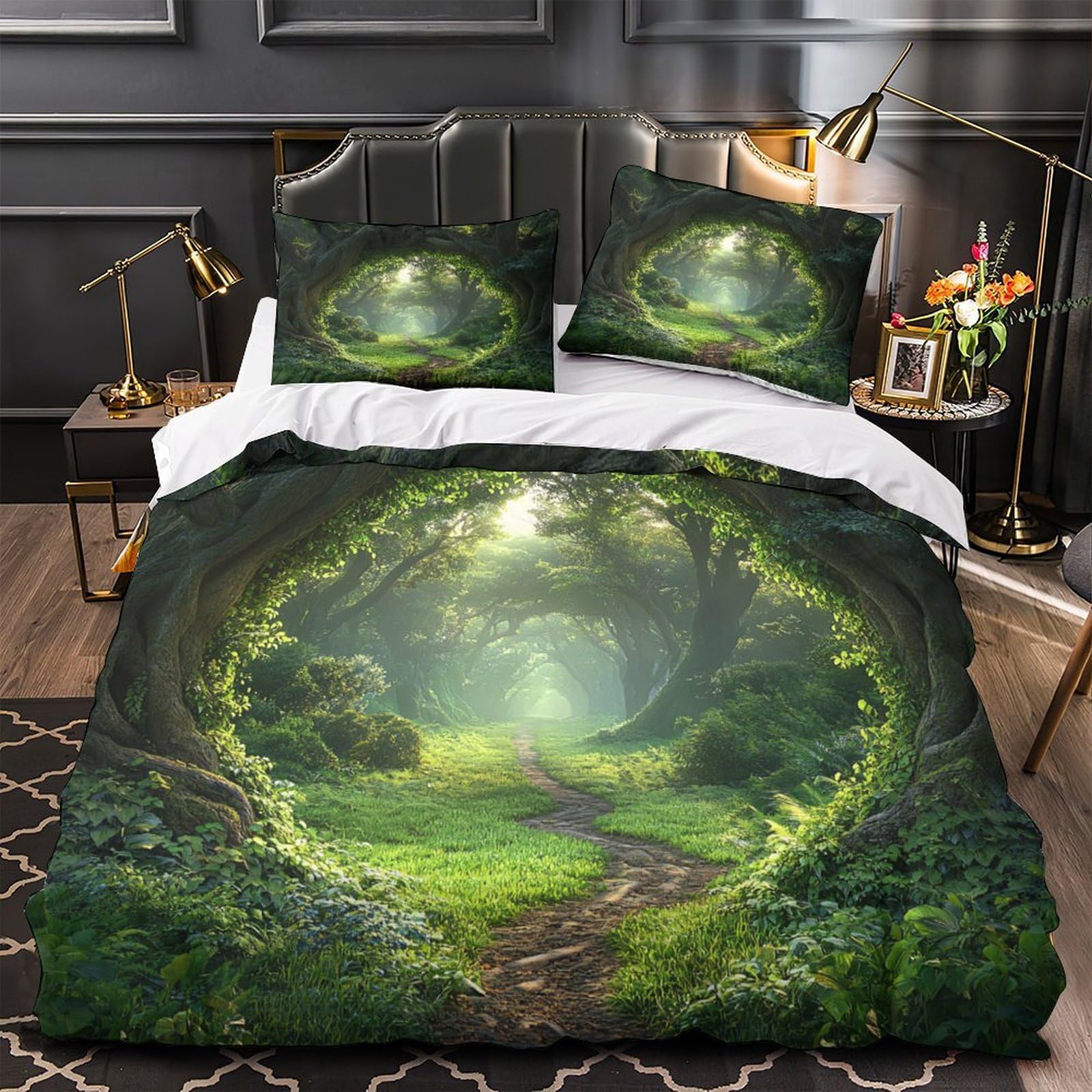 Housse de couette forestier 3D drap de couette imprimé haut de gamme motif nature sauvage