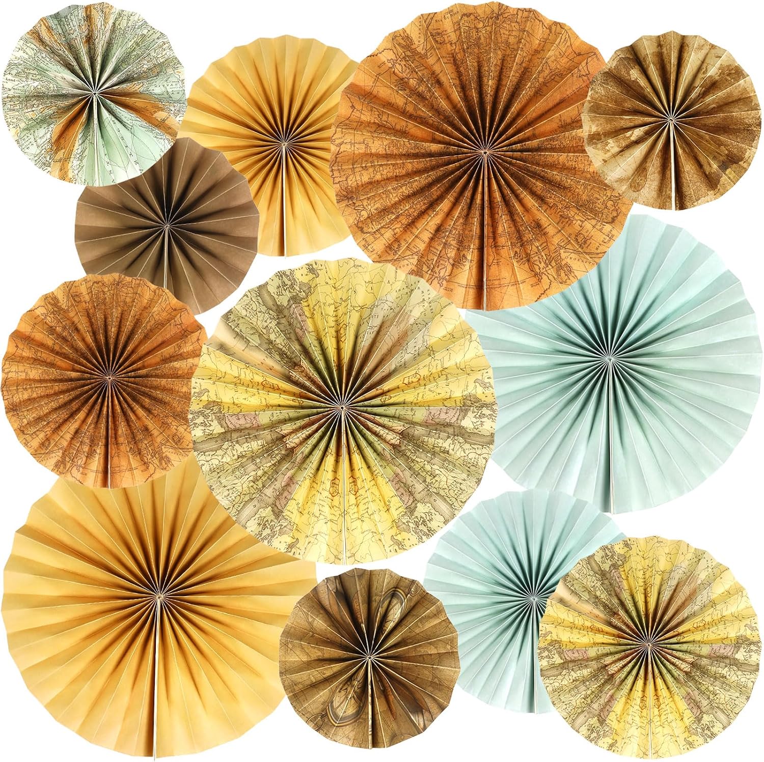12 Pieces Travel The Map Hanging Paper Fans for Classroom Decorations Future World Changers Paper Garlands Tissue Travel Themed Bulletin Board for Teacher School Library Office Decoration