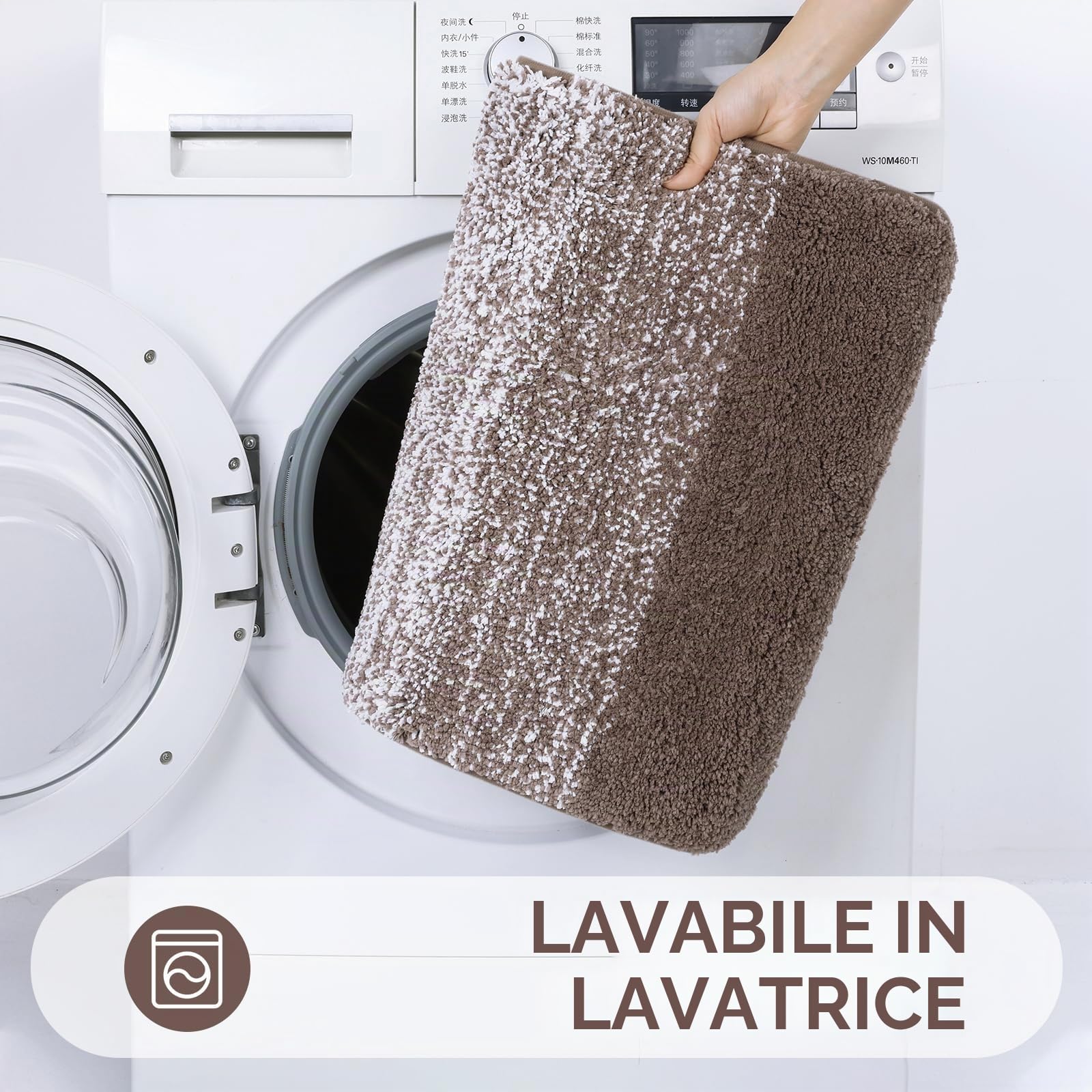 Bsmathom Set di 4 tappeti da bagno con copriwater, antiscivolo, assorbenti, in microfibra, lavabili in lavatrice, colore: caffè