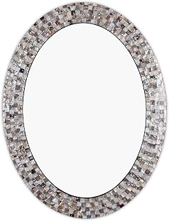 PLESIU K-Musculo Radiance Goods Vertical Hanging Seashell Finish Oval Framed Wall Mirror 35" Height