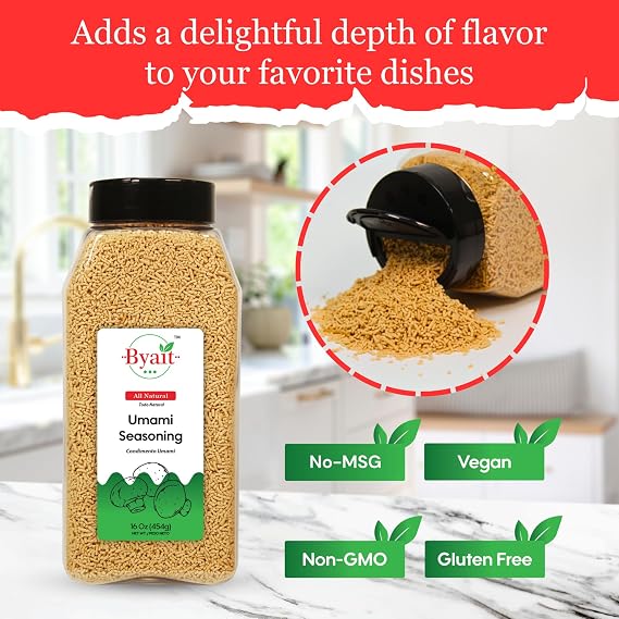 Byait Japanese Umami Seasoning with Salt 16 Oz, Shiitake Mushroom Powder