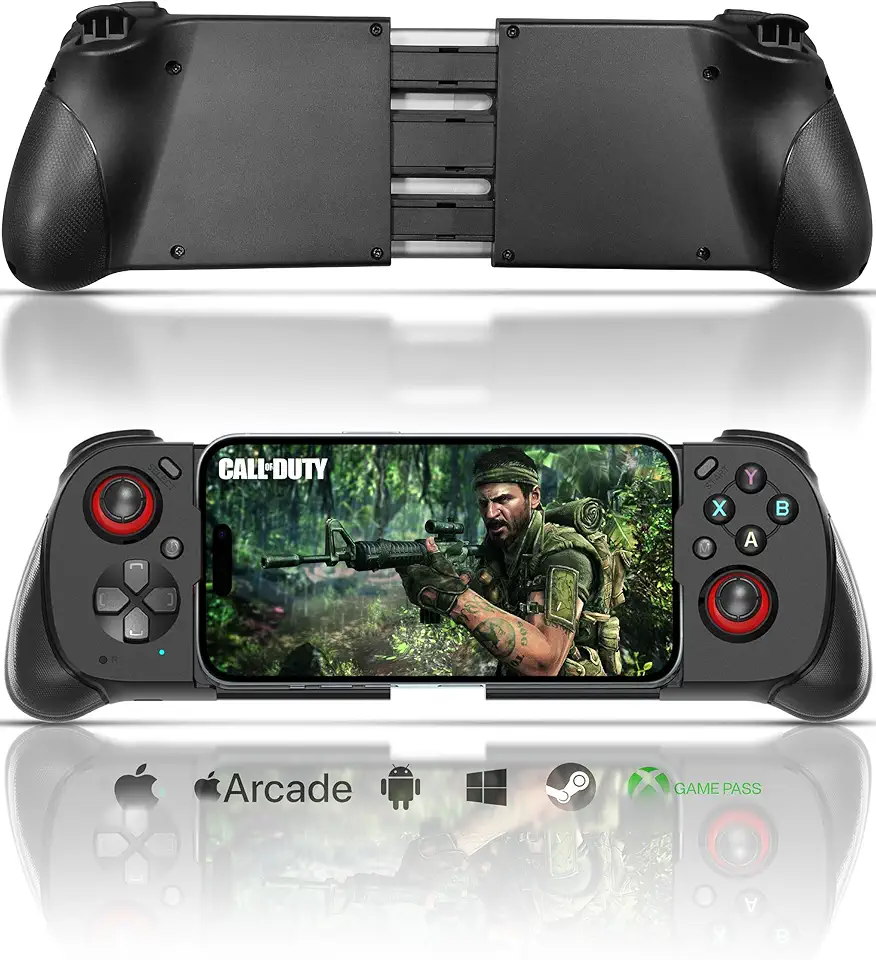 Joso Controle móvel de jogos sem fio para iPhone/Android, suporte para controle de telefone, gatilho analógico, Play Call of Duty, Genshin Impact, Minecraft, Roblox, Cloud Joystick para iOS e Android