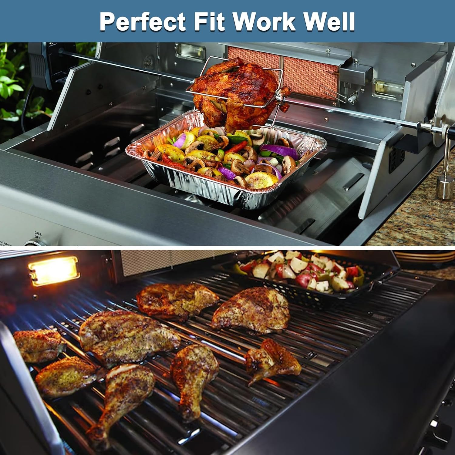 Adviace Replacement Parts for BG179A Master Forge 5 Burner Gas Grill, Replacement for Master Forge BG179A Grates, for Master Forge BG179A Heat Plates