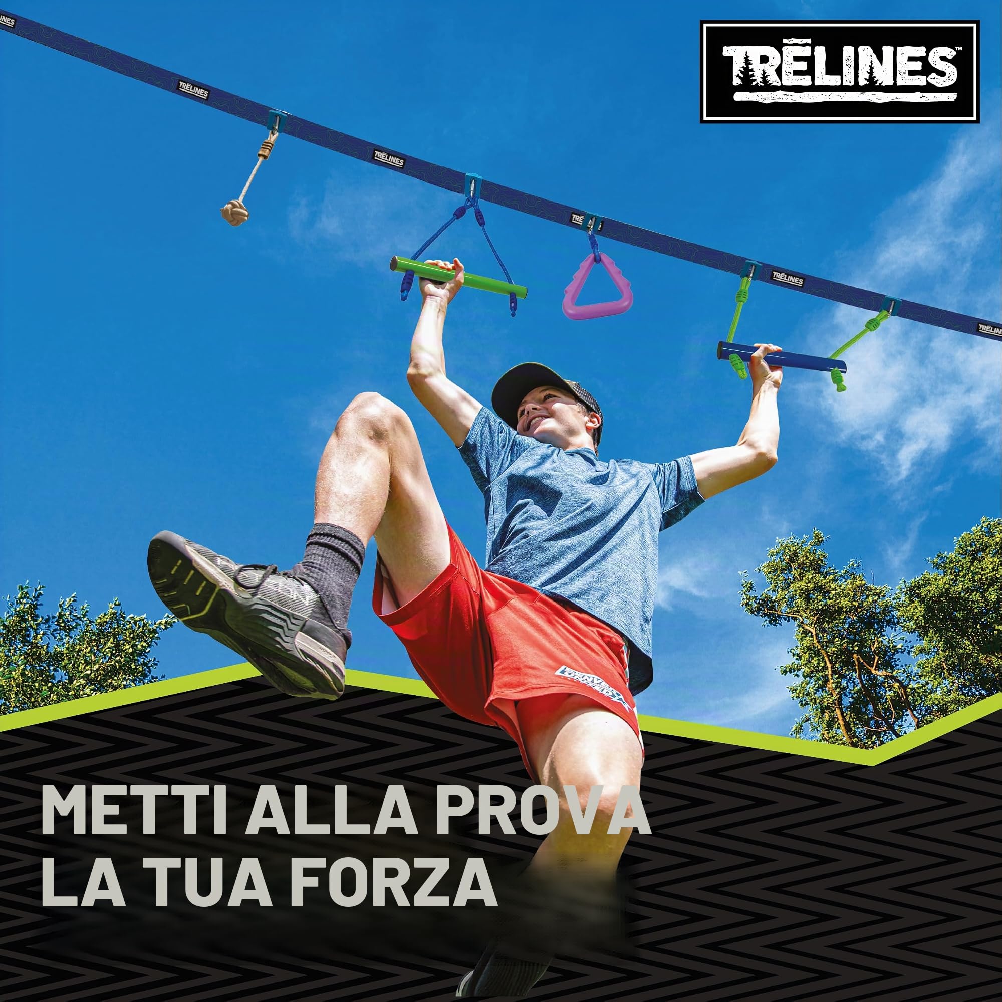 Treline - Set avventura Ninja 10 metri, Set da arrampicata per bambini dai 5 anni in su