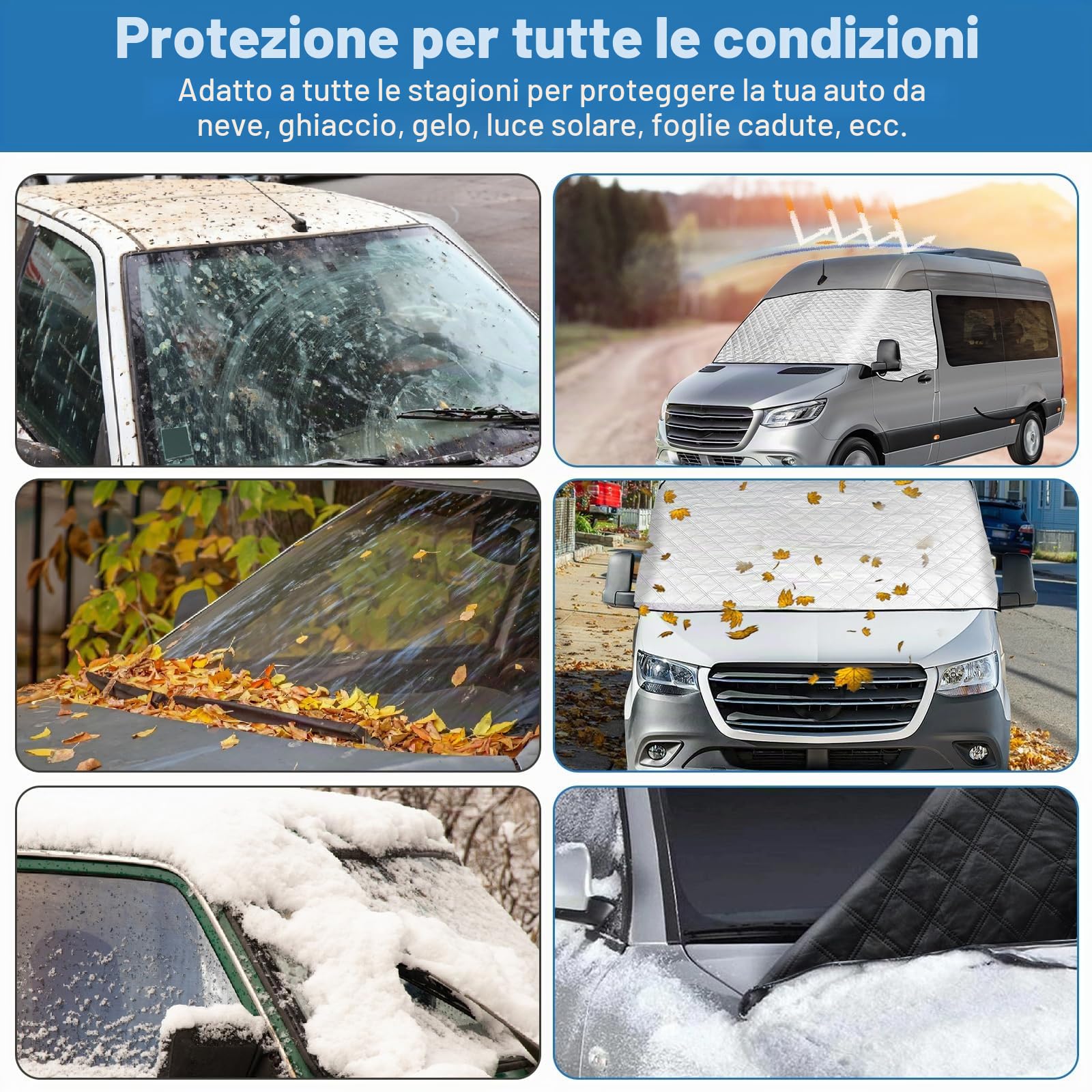 Copertura parabrezza anteriore per Ford Transit Van MK7 2006-2013, copertura parabrezza termica impermeabile, protezione da neve e ghiaccio, protezione dalla polvere, pellicola parasole