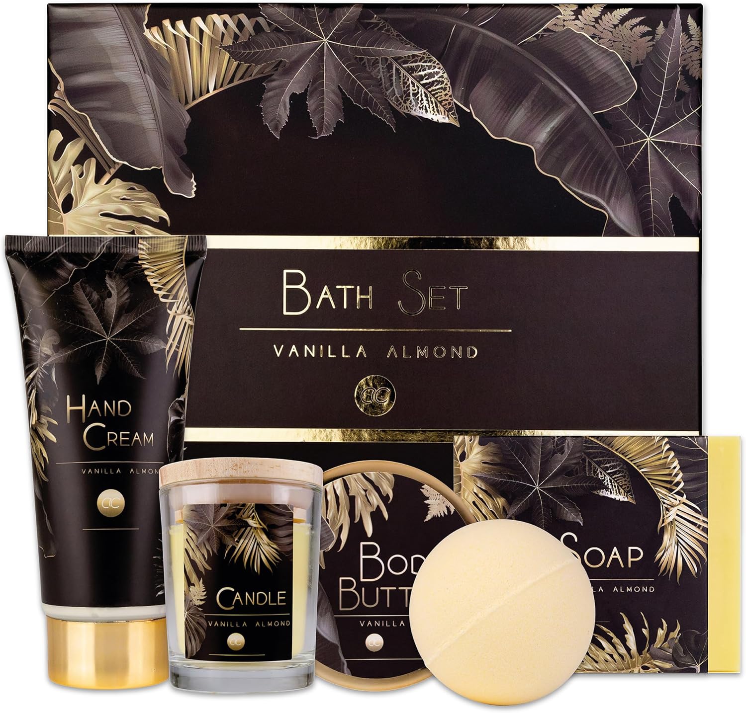accentra Luxe cadeauset voor dames, 5-delig, badset, cadeau met geurkaars, zeep, handcrème, boter en badbom, wellness-set voor vrouwen en meisjes voor verjaardag en speciale gelegenheden