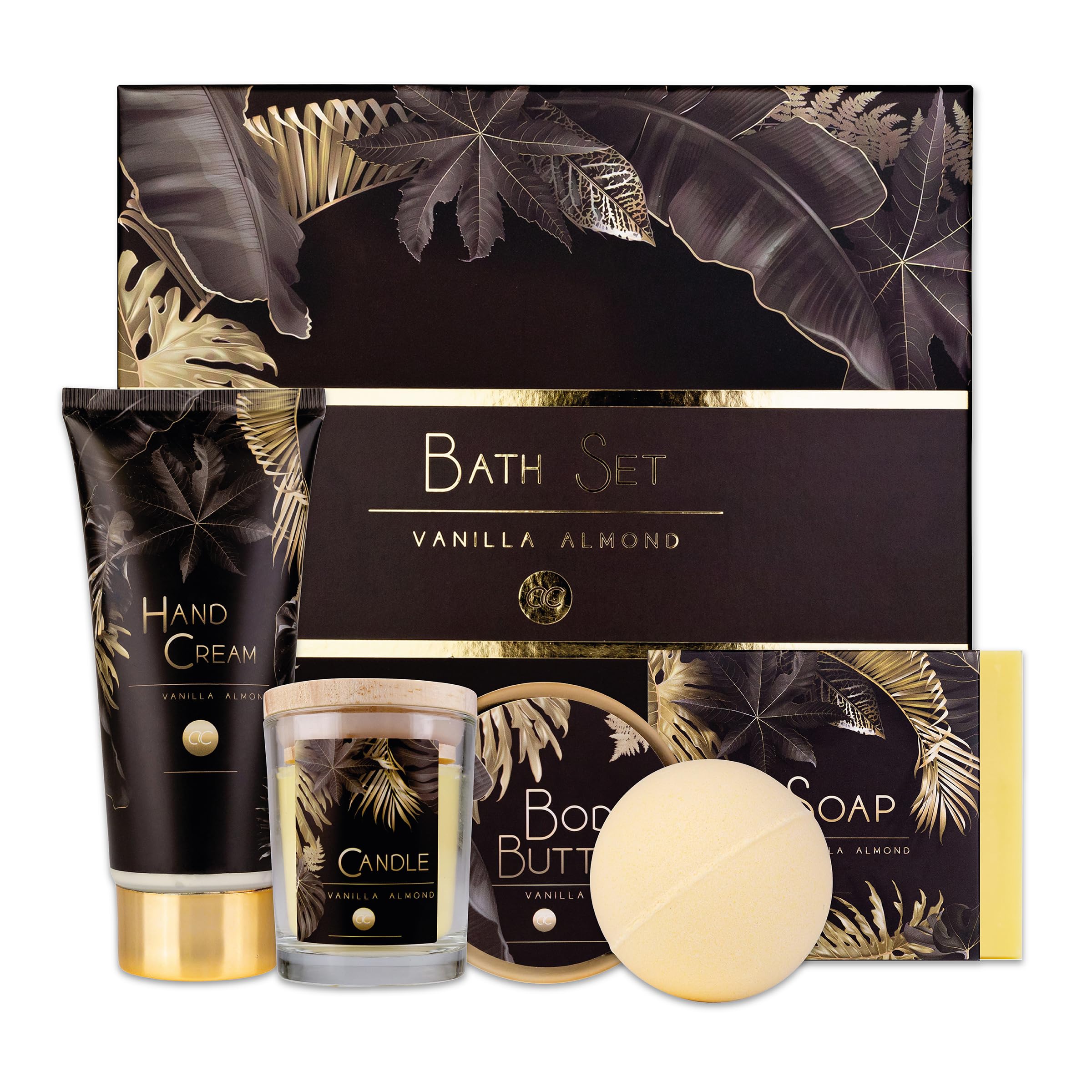 Accentra - Coffret cadeau luxe pour femme 5 pièces – Kit de bain cadeau avec bougie parfumée, savon, crème pour les mains, beurre corporel et bombe de bain – Kit bien-être pour femmes et filles pour