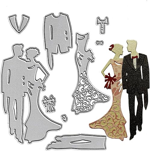 Troqueles de corte de novia, vestido ceremonial de boda, troquelado, plantillas de metal en relieve, molde de plantilla para tarjetas de álbumes de