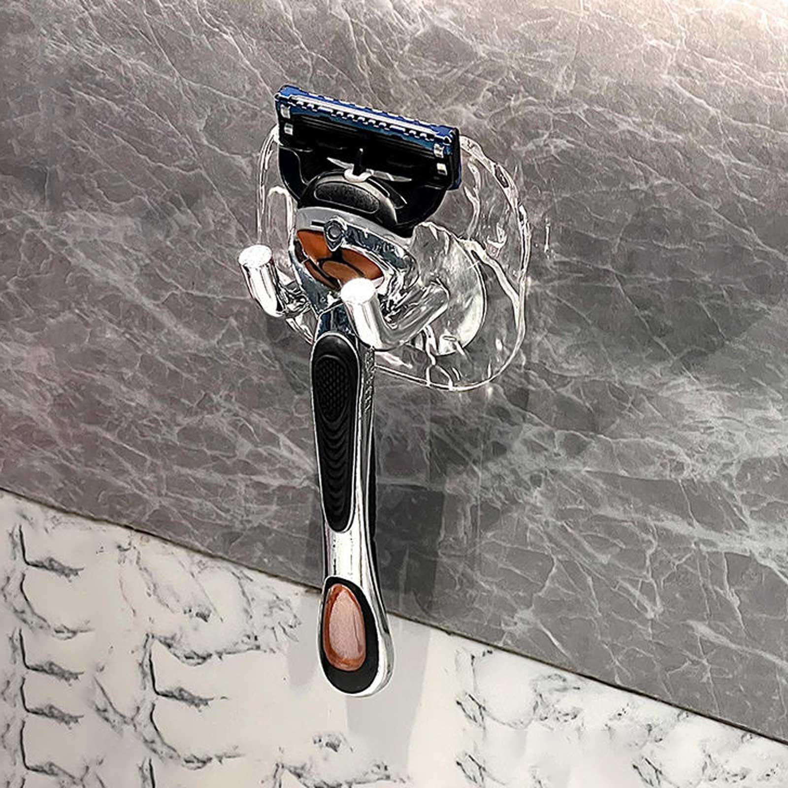 NIXNUT Shaver Rack,Razor Display Holder,Acrylic Stainless Steel Razor Holder,Waterproof Razor Holder,Razor Holder Hook,Razor Holder Wall Mounted,Shower Shaver Holder,for Home,Kitchen,Bathroom