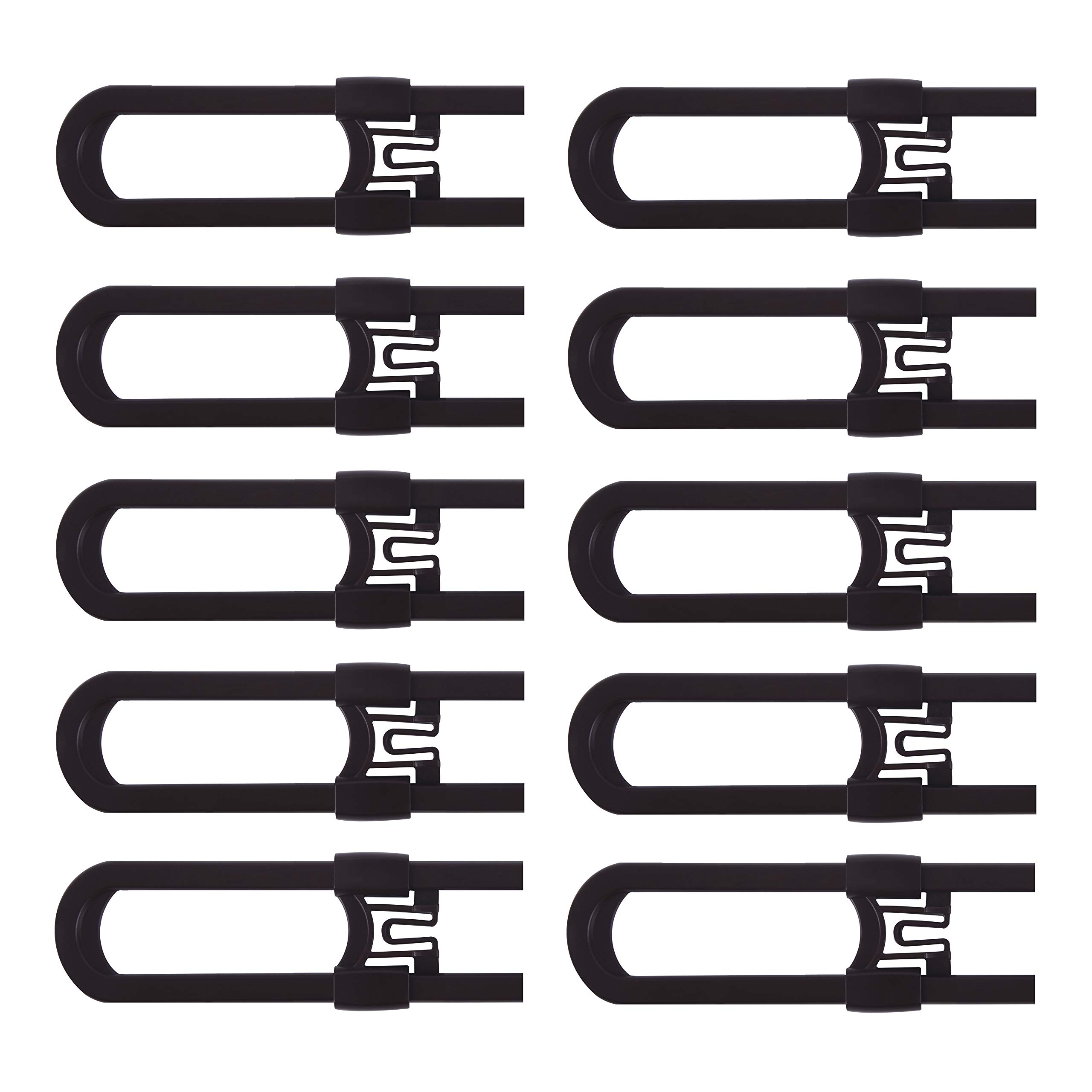 CUTESAFETY - Sliding Cabinet Locks Baby Proofing – Adjustable Child Safety Latches for Knobs & Handles – 10 Pack – No Adhesive Drilling or Tools -