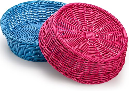 Miniatura 4 de AVLA Paquete de 4 cestas de pan tejidas, cuencos de almacenamiento de frutas de ratán de imitación, cesta apilable tejida a mano, juego de cestas