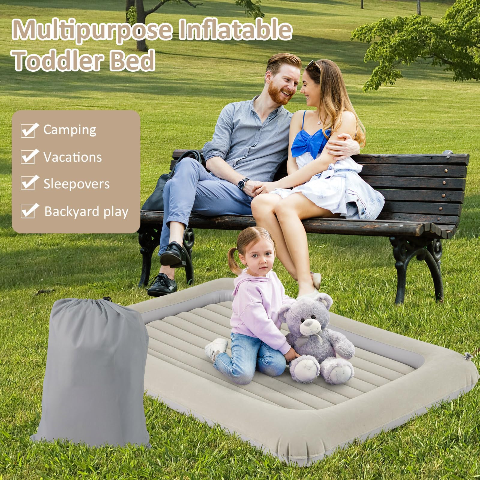 GIANTEX Lit Gonflable de Voyage pour Enfant avec Pompe Électrique, Matelas Portable pour Tout-petit, Kit de Réparation Inclus