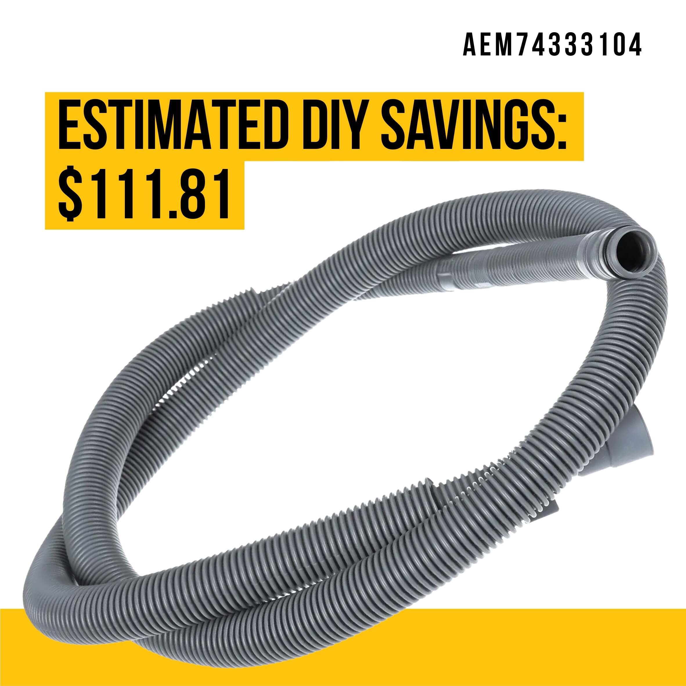 AEM74333104 - Conjunto de manguera de drenaje, compatible con lavavajillas LG, sustituye a AP7034217, piezas de reparación de repuesto ultraduraderas, instalación simple, bricolaje rápido