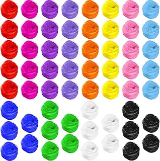 Zhanmai 60 Pieces Juggling Scarf Square Dance Scarves Props Silky Scarves Dance Scarves Tricks Performance Props Accessories Scarves Rhythm Band Scarf, 24 x 24 Inches (Classic Colors)