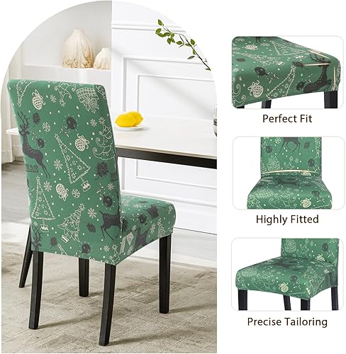 Vista 5 de SearchI - Fundas de silla para comedor, fundas de asiento elásticas, protectores de funda para sillas, funda lavable para sillas sin reposabrazos