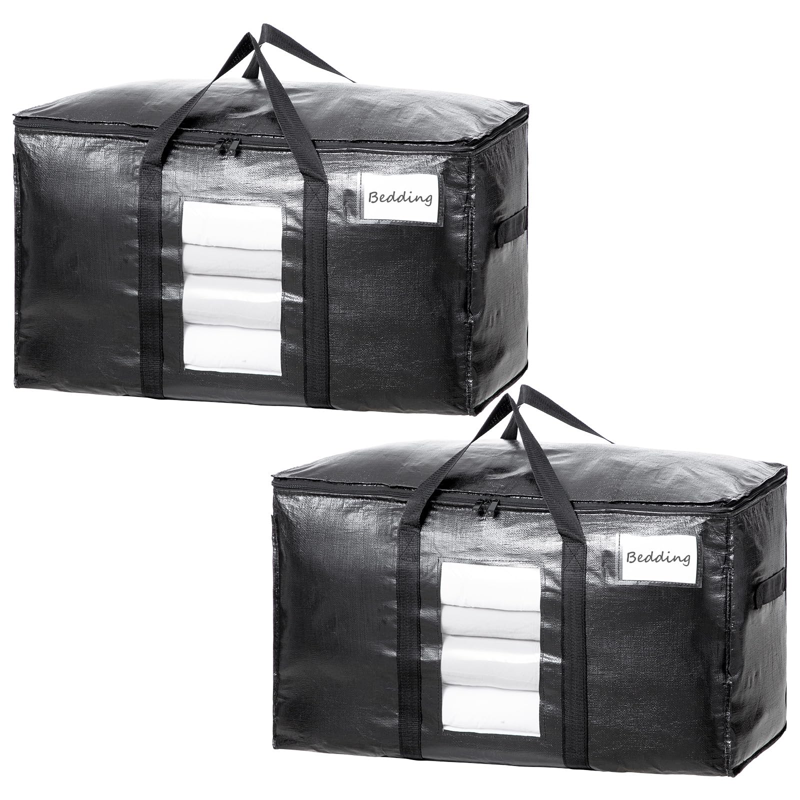 TAILI 2 Pack Black Extra Large Moving Bags,Storage Bag with Visible Window