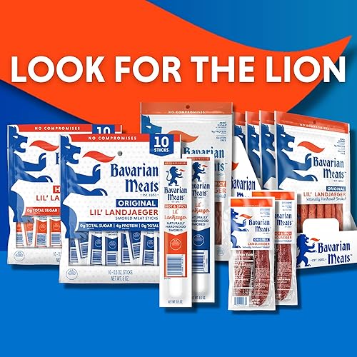 Miniatura 16 de Bavarian Meats Lil' Landjaeger - Palitos de carne, bocadillos de proteína de salchicha ahumada, cero azúcar, gran fuente de proteínas, sin gluten