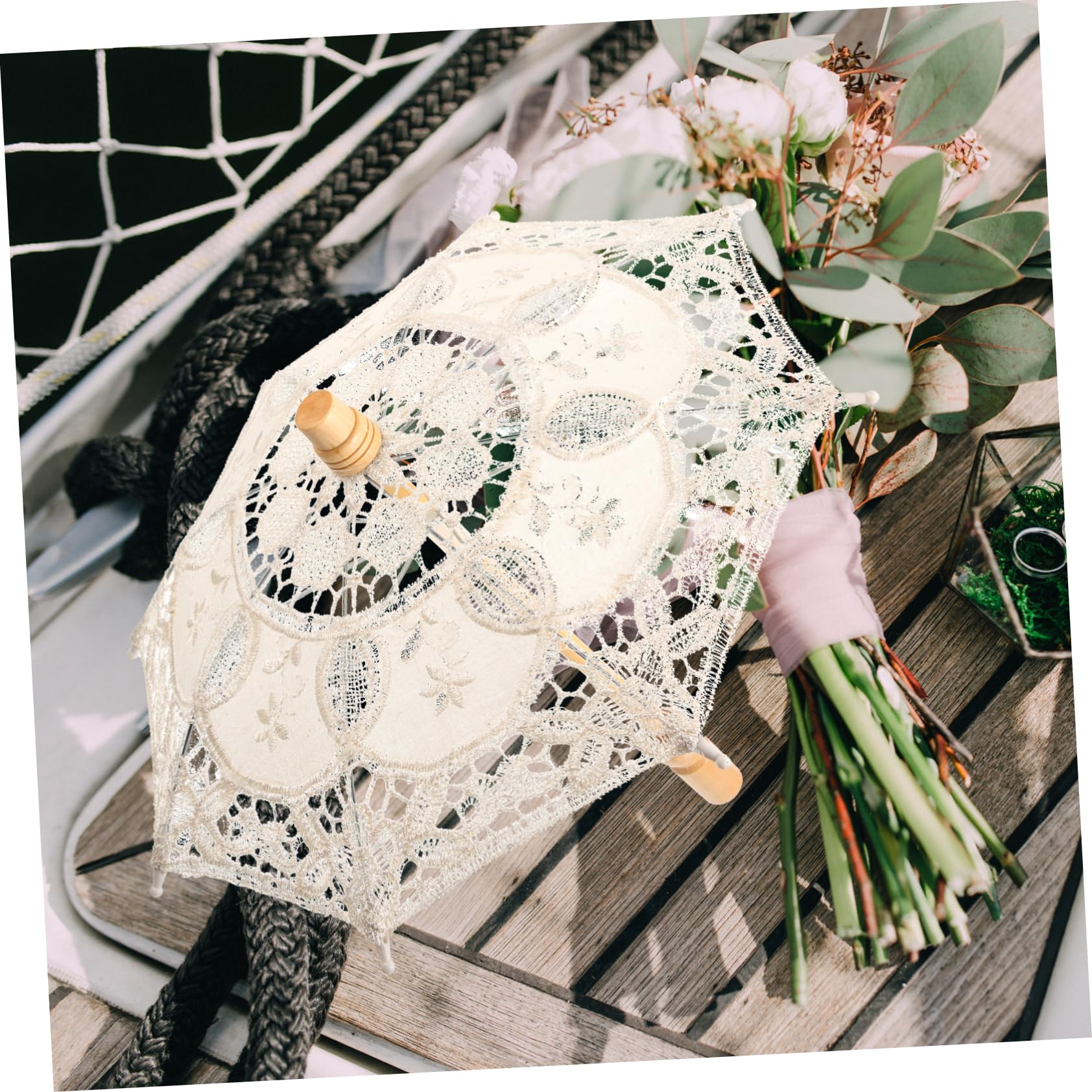 3 Stück Regenschirm für Hochzeiten Eleganter Leichter Brautschirm für Dekoration Fotografie und Veranstaltungen Weißer Schirm mit Griff