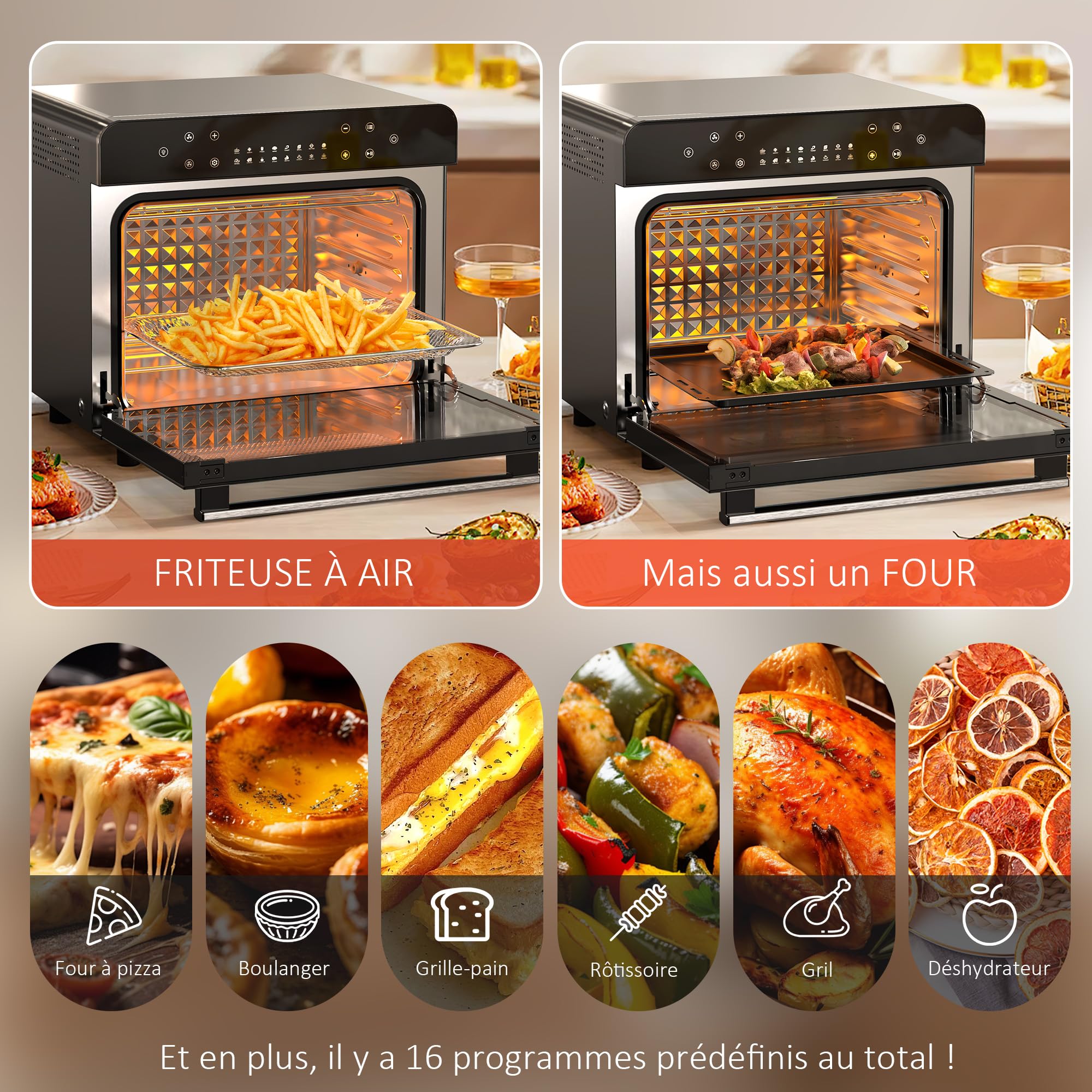 Friteuse Sans Huile 7L Xxl,1800 W Air Fryer,Friteuse À Air Chaud Avec