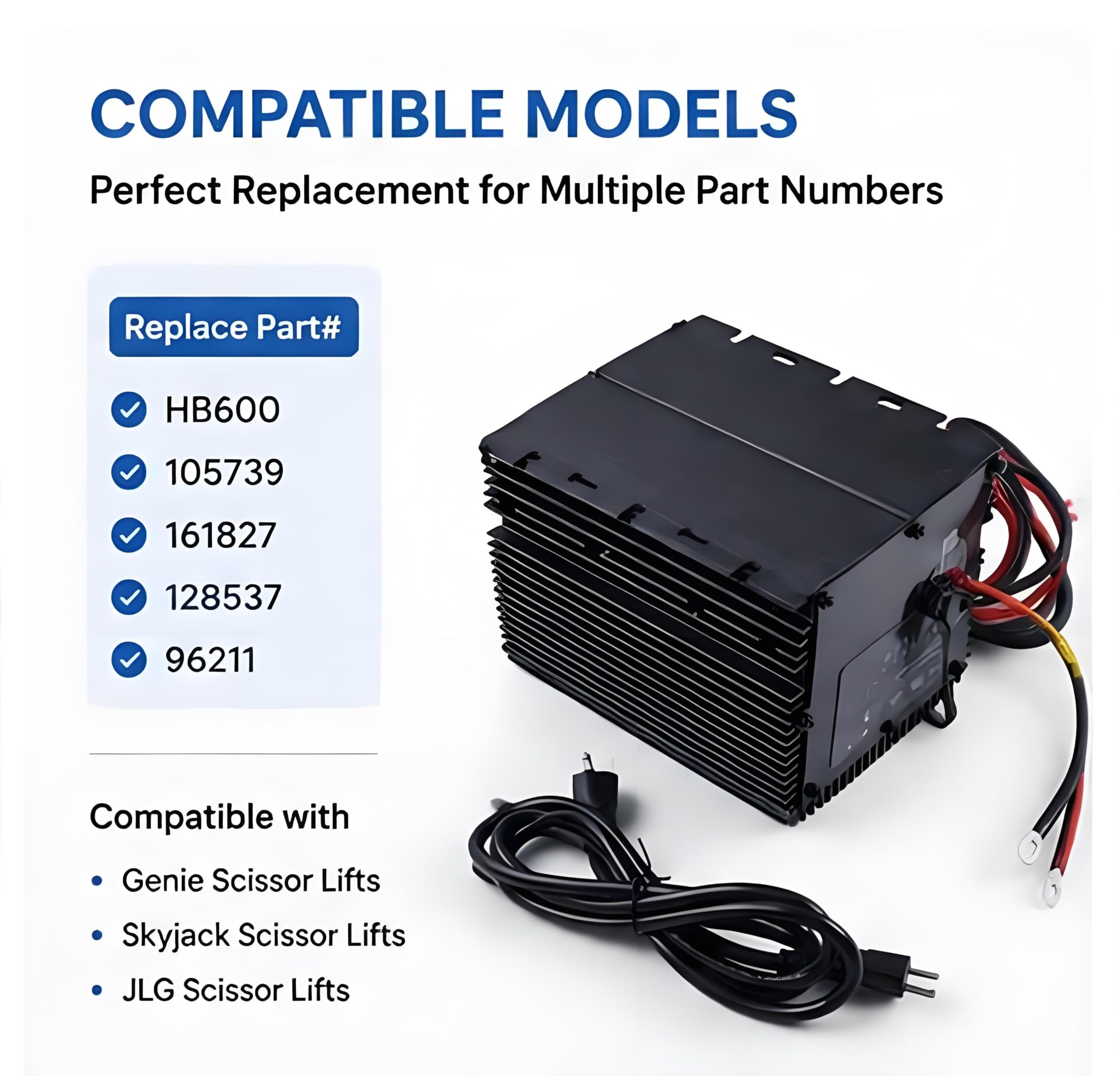 Cargador de batería de tijera de 24 V 25 A compatible con elevadores de tijera Genie Skyjack JLG HB600 105739 161827 128537 96211