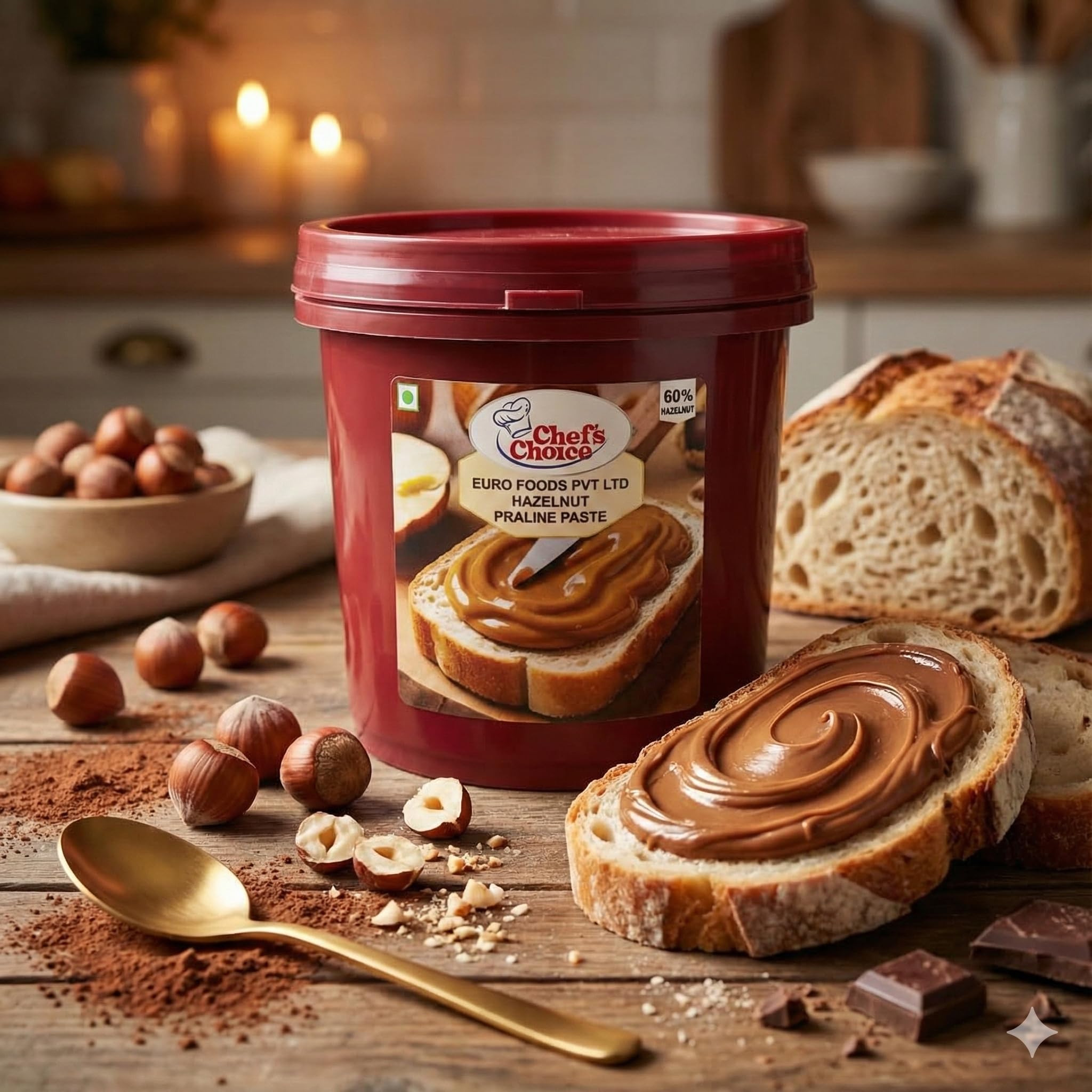 Chef's Choice Hazelnut Praline Paste - 1 Kg | Rich, Creamy Flavour