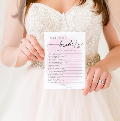 Miniatura 4 de Juegos de despedida de soltera Quién conoce mejor a la novia, actividades divertidas para bodas, despedidas de soltera y despedidas de soltera (rosa)