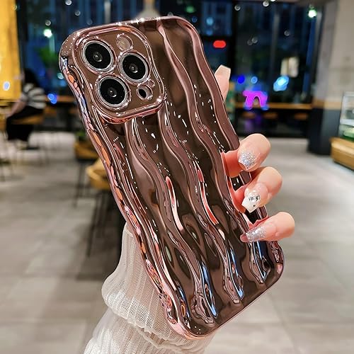 Miniatura 10 de Funda con patrón de ondas de agua para iPhone 15 Pro Max, TPU suave, a prueba de golpes, cubierta trasera protectora de cámara para mujeres y niñas,