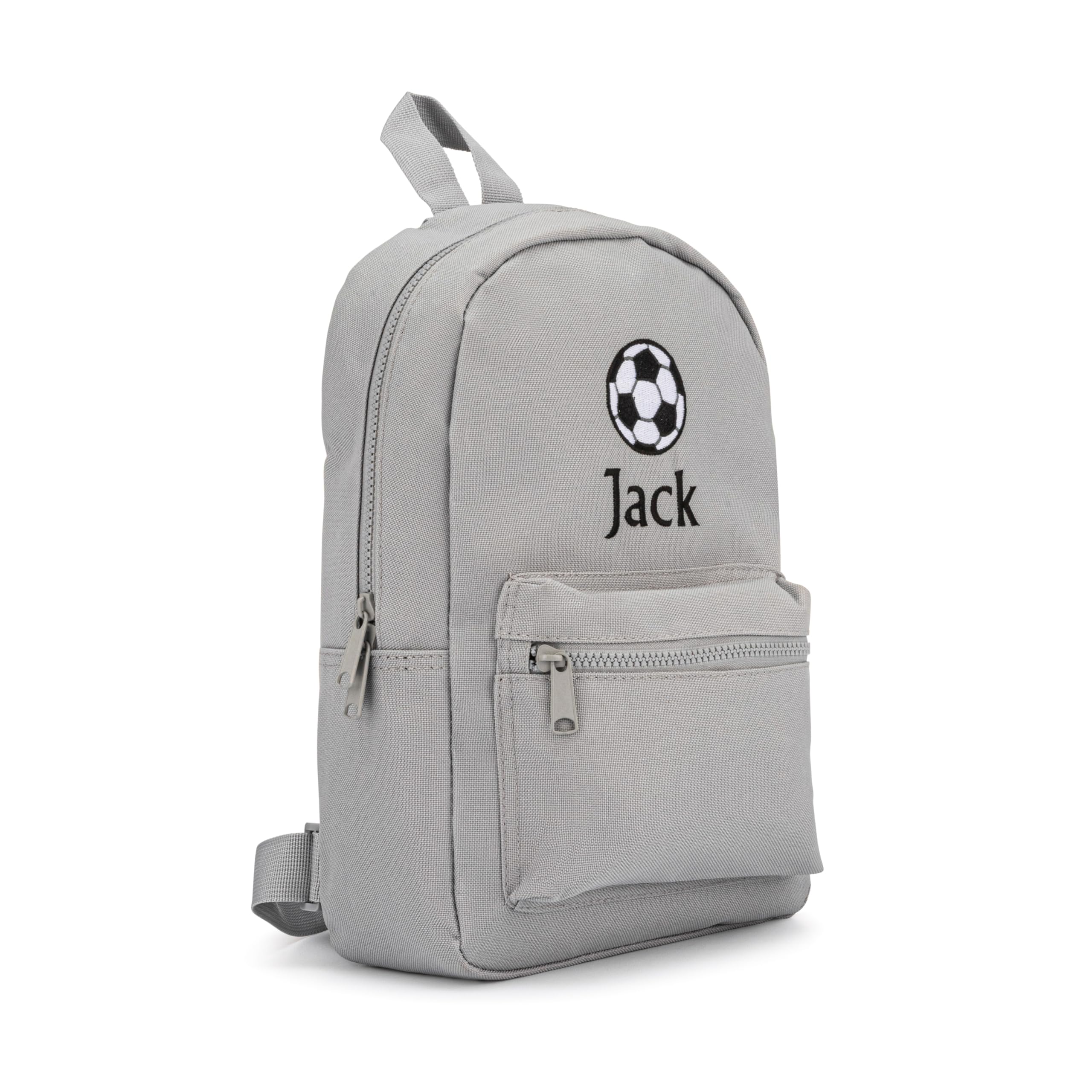 Lobeko Grey Personalised Mini Backpack Kids Rucksack With Name Toddler Bag For Nursery, School, Travel & Pe Embroidered Childrens Backpack With Unicorn, Dinosaur, Safari, Football Designs