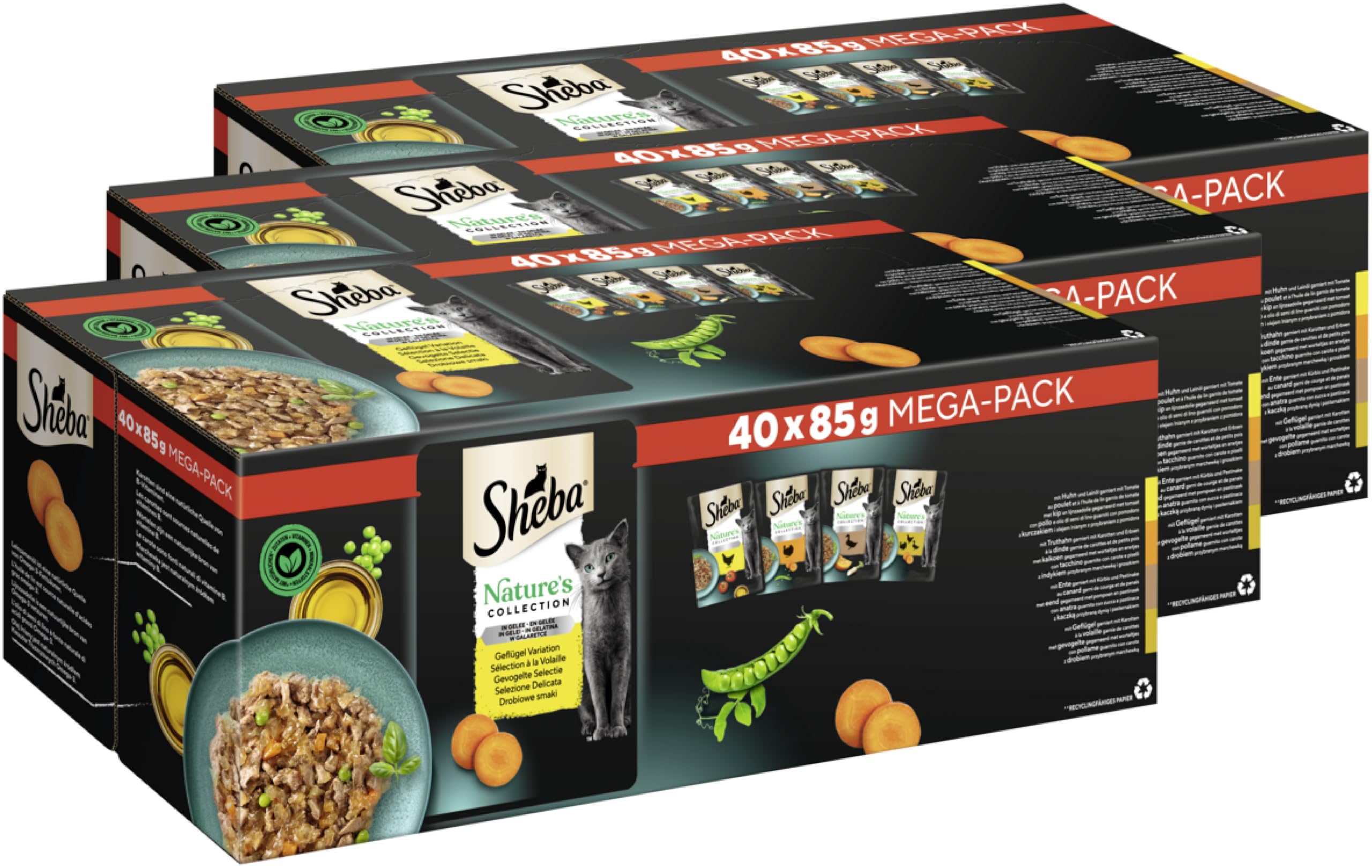 SHEBA® Portionsbeutel Mega-Pack Nature's Collection in Gelee Geflügel Variation 3 x 40 x 85g