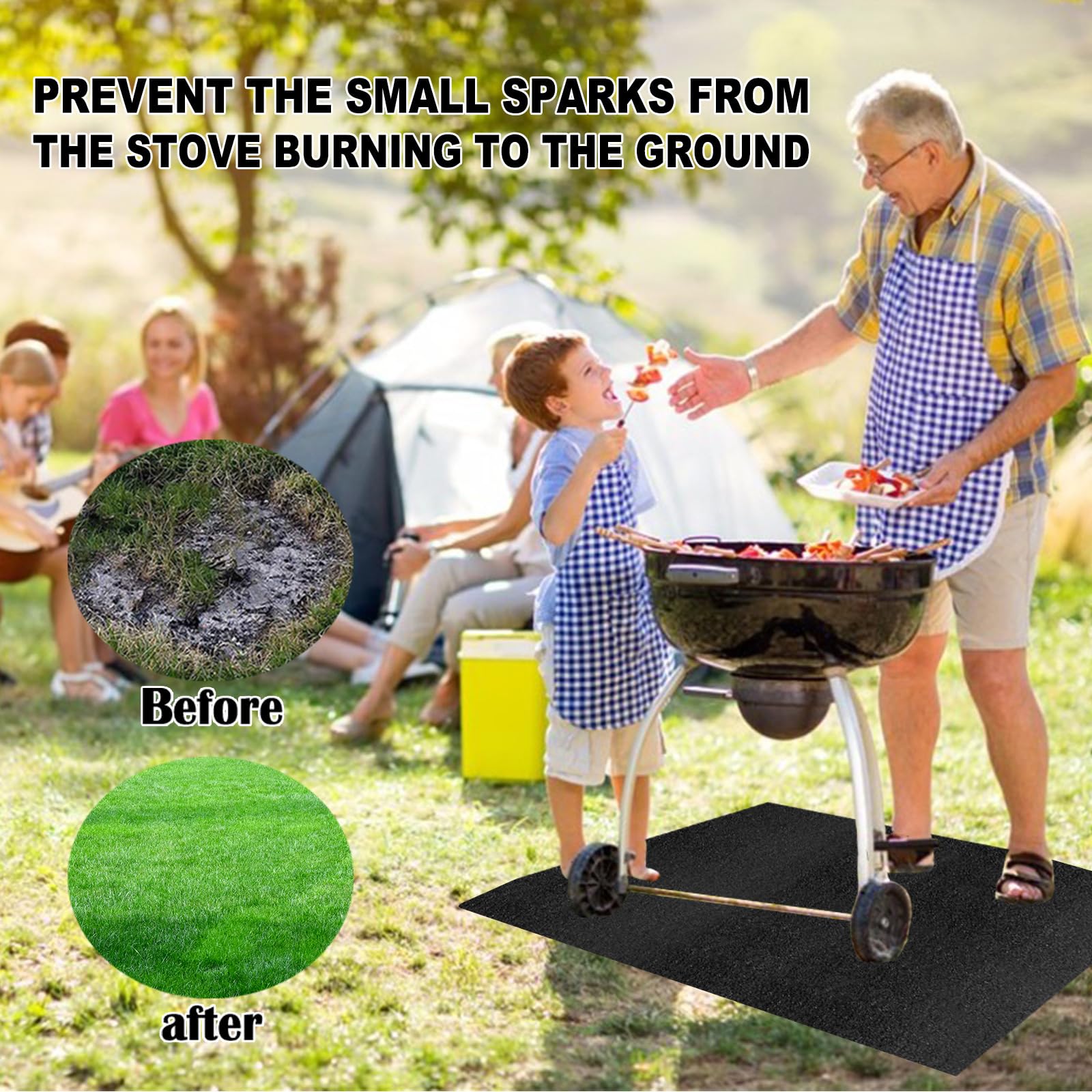 Tappetino ignifugo 182 x 100 cm, in fibra di vetro e silicone ignifugo per tavolo, tappetino resistente al calore per l'uso su una varietà di barbecue, camini e focolari in casa