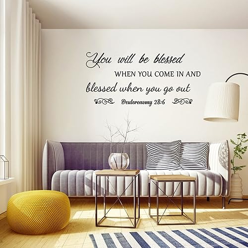 Miniatura 5 de You Will be Blessed When You Come in and Blessed When You Go Out - Vinilo decorativo de pared con cita de Deuteronomio 28:6, calcomanía de oración