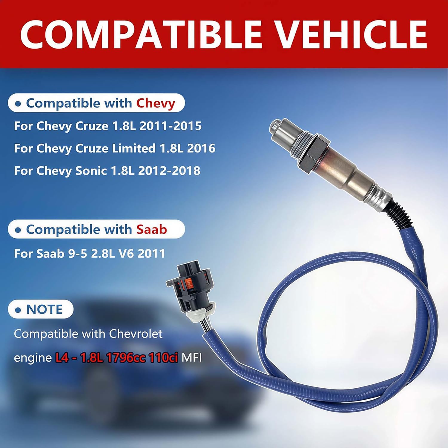 234-4528 234-4527 Oxygen O2 Sensor Upstream and Downstream 2PCS Compatible with Chevy Cruze 1.8 2011 2012 2013 2014 2015 2016 Cruze Limited 1.8 2012-2020 Chevy Sonic 1.8 for 2011 SAAB 9-5 2.8