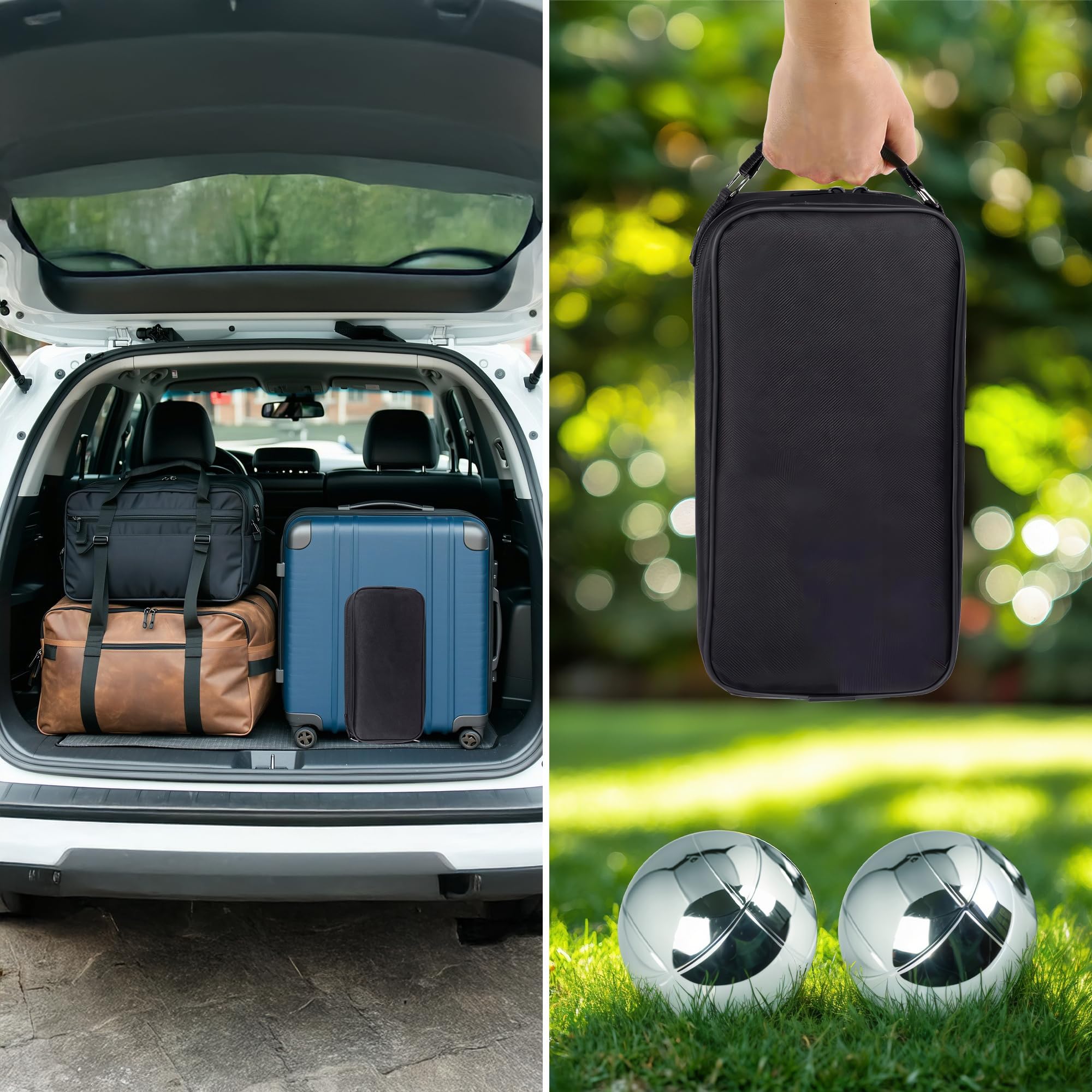 Boule Set mit Gravur/Ohne Gravur,Personalisierte Boule Set mit Tragetasche/Hartschalenkoffer, 6/8 Boccia Kugeln–Petanque Metallkugeln,Outdoor Gartenspiel für Erwachsene, Strand,Camping & Familie