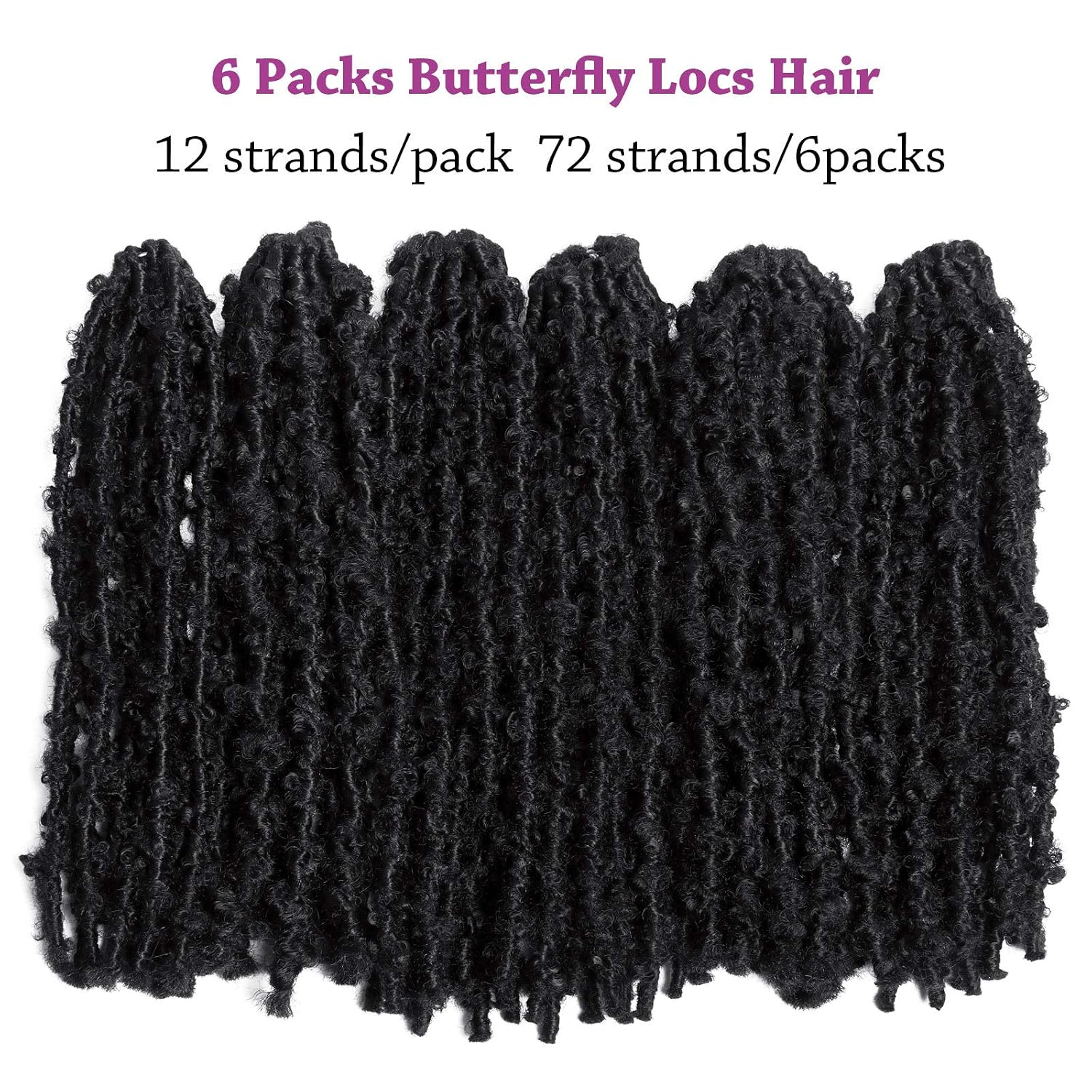 6 Pack Butterfly Locs Hair 14 Inch Pre Looped Distressed Butterfly Locs Crochet Hair Short Soft Butterfly Locs Crochet Braid Hair Extensions(#4)