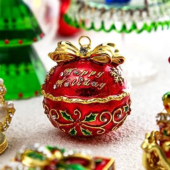Christmas Balls Jewelry Trinket Boxes Hand Painted Enameled with Shinning  Rhinestones, Ring Holder Unique Gift Christmas Decor : Amazon.co.uk: Home u0026  Kitchen