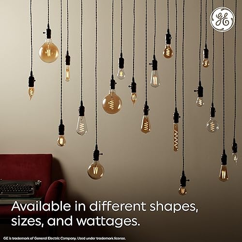 Miniatura 6 de GE Lighting - Bombillas LED de estilo vintage, 60 W Eqv, vidrio ámbar, luz cálida de vela, bombilla estándar A15, base pequeña (paquete de 2)