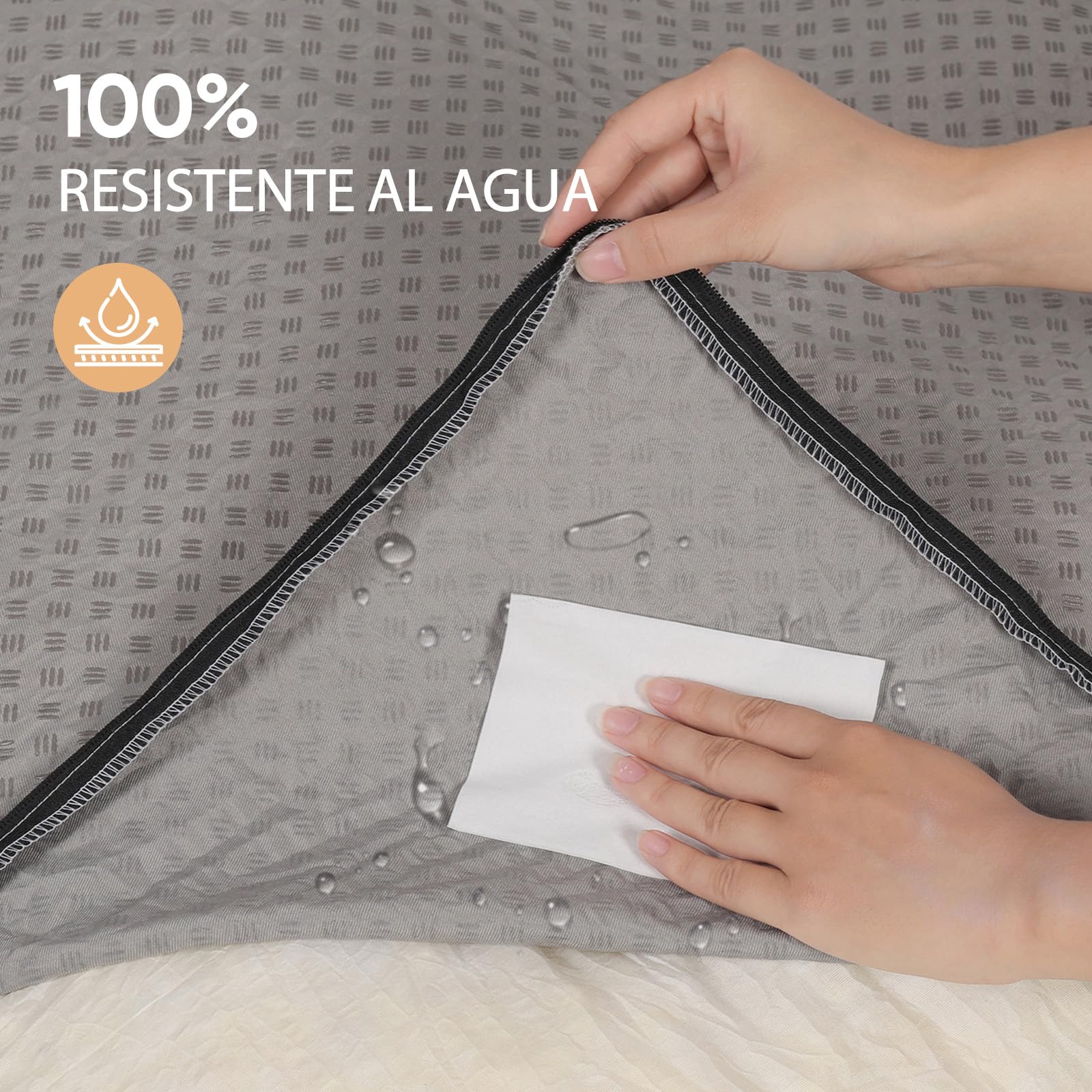 Cama para Perros Grandes: Cojín Lavable con Piel de Conejo Sintética - Forro 100% Impermeable - Base Antideslizante y Funda Extraíble para Jaulas y Casa (106 x 80 x 13 cm)