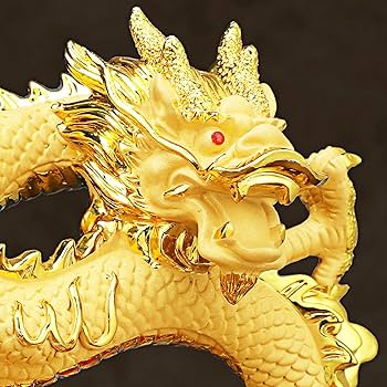 Amazon.co.jp: MKYOKO 風水の金の円盤のドラゴンの装飾品の
