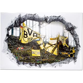 Wandtattoo BVB Skyline inkl. Logo farbig - Borussia Dortmund Wandtattoo