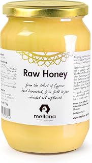 Mellona 100% Raw Honey, Natural Creamy Golden Honey, Unprocessed, Unheated & Unfiltered, 1KG
