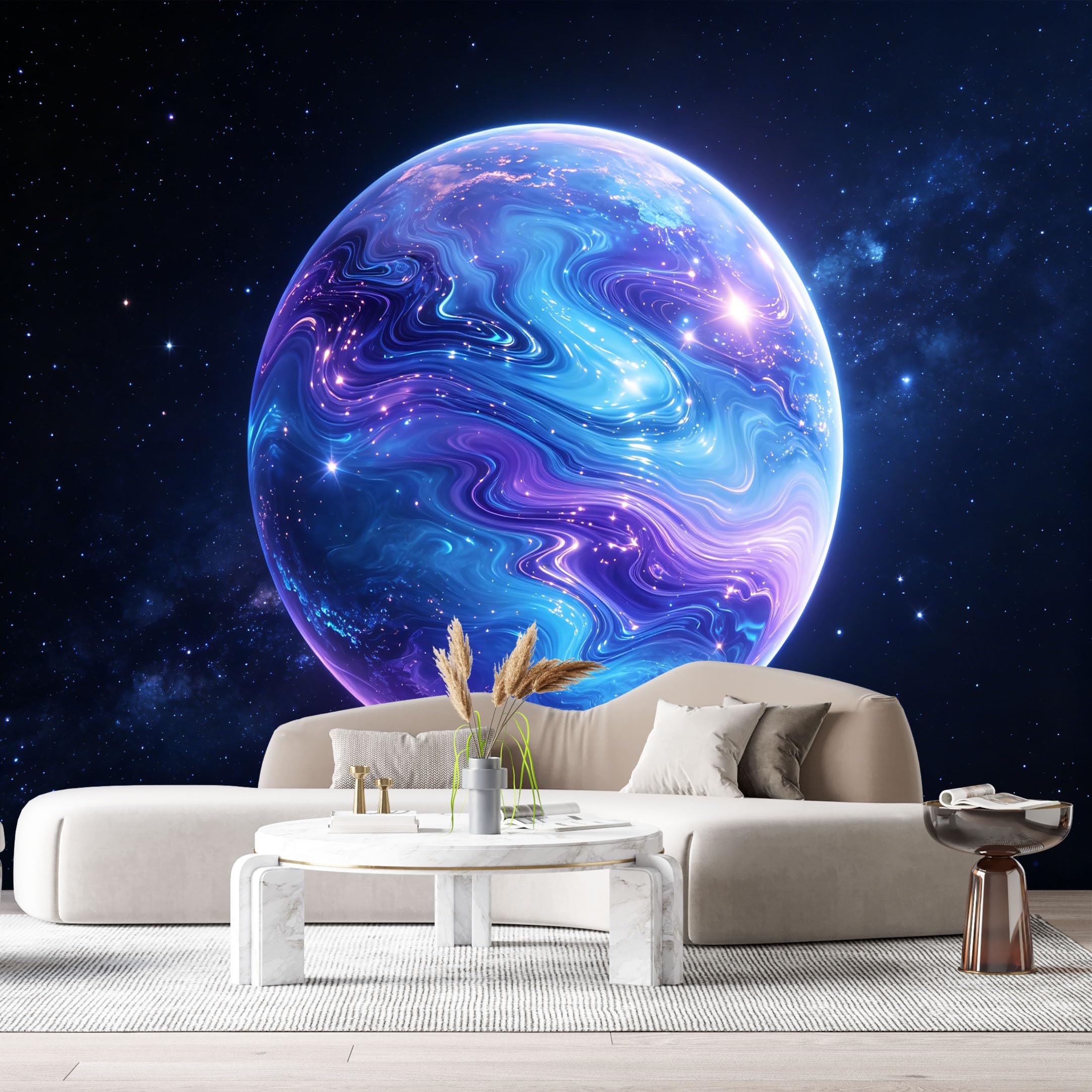 Custom Size Wall Murals Abstract Modern Cosmic Planet Galaxy Swirl Pattern SelfAdhesiveWall Fabric Removable Wallpaper Wall Decor for Living Room Bedroom Bathroom