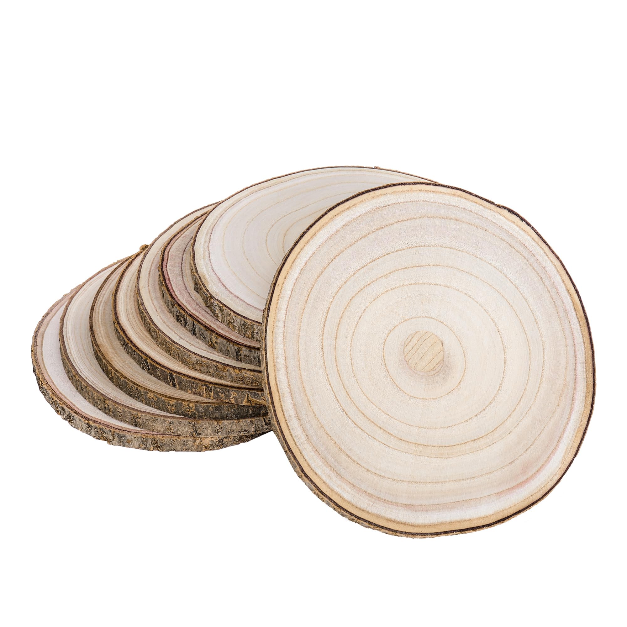 Natural Round Wood Slices 8 Pack 9-10 inches Unfinished Wood kit Circles DIY Crafts Wood Ornament Discs