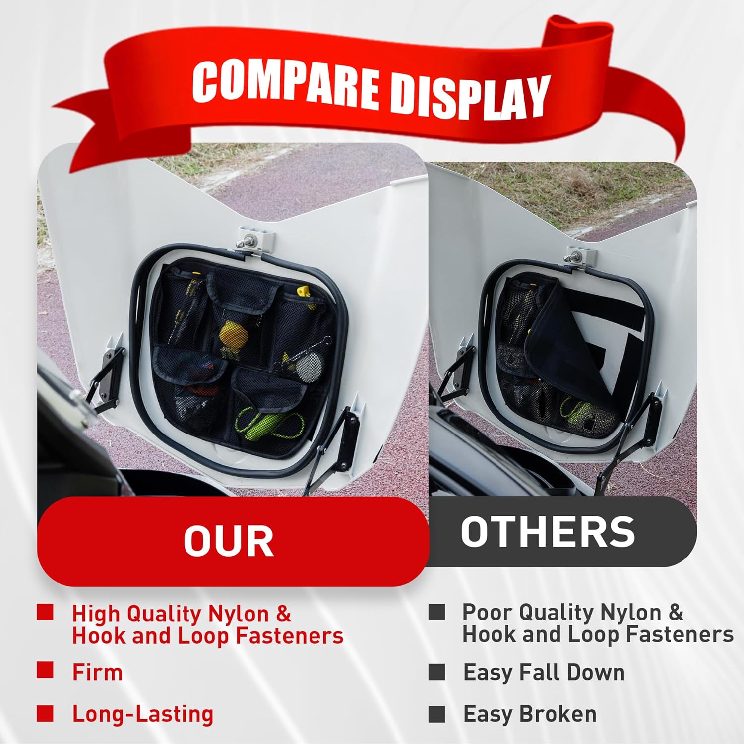 Front Trunk Lid Organizer Frunk Tool Bag for Can Am Spyder F3 F3-L F3-S F3-T 2015+ Models Accessories - Removable, 5 Mesh Pockets Storage Organizer(Black Style)